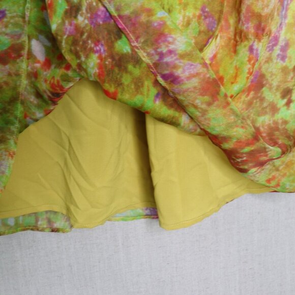 Sundance 100% Silk Fit & Flare Dress Size 10 Green Watercolor Floral Sleeveless - Picture 11 of 16